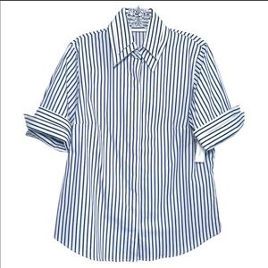 Anne Fontaine Raison Striped Double Collar Blouse